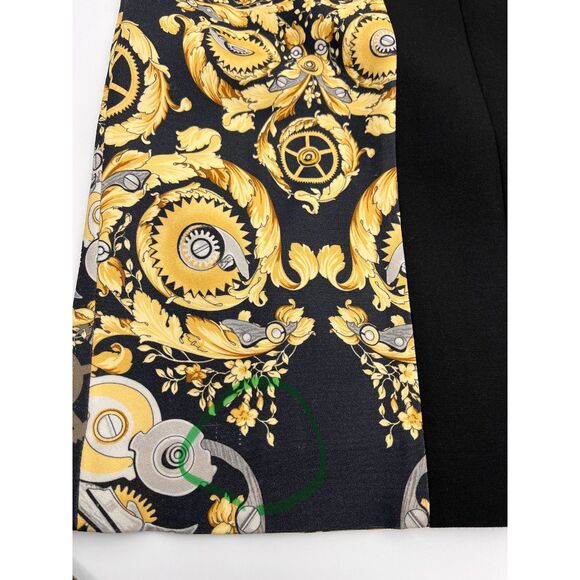 Black Mechanic Print Stretch Paneled Sheath Dress - Picture 9 of 9